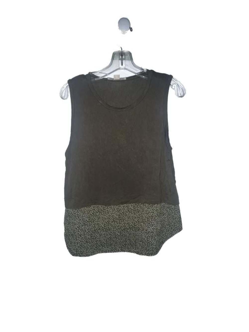 Michael Michael Kors Sleeveless Olive Green Tank Top with Floral Hem Detail